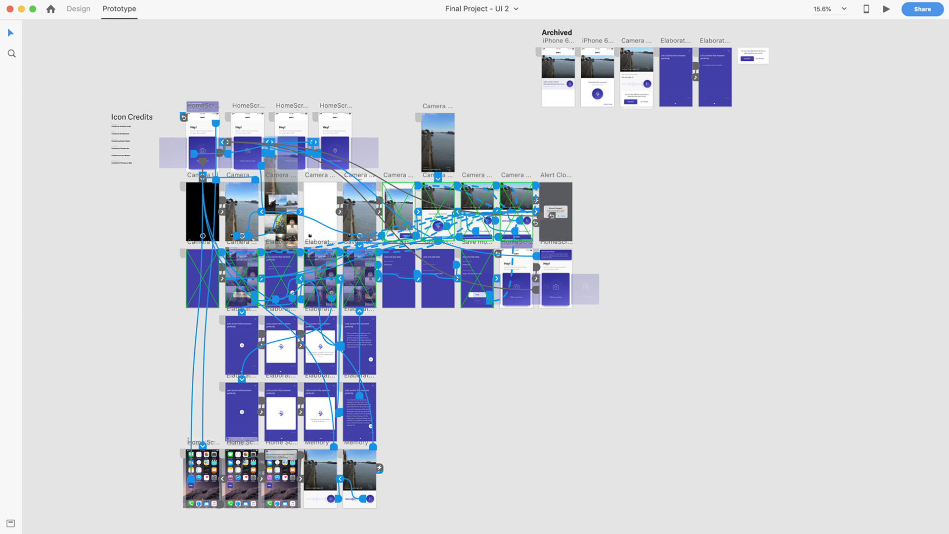 UI for the concept in Adobe XD